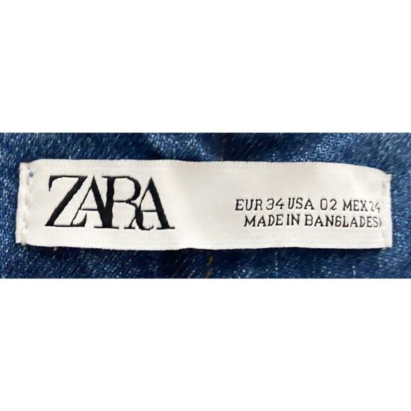 Zara Womens Slouchy High Waist Barrel Leg Button Zip Paneled Jeans Denim Pockets - Picture 12 of 14